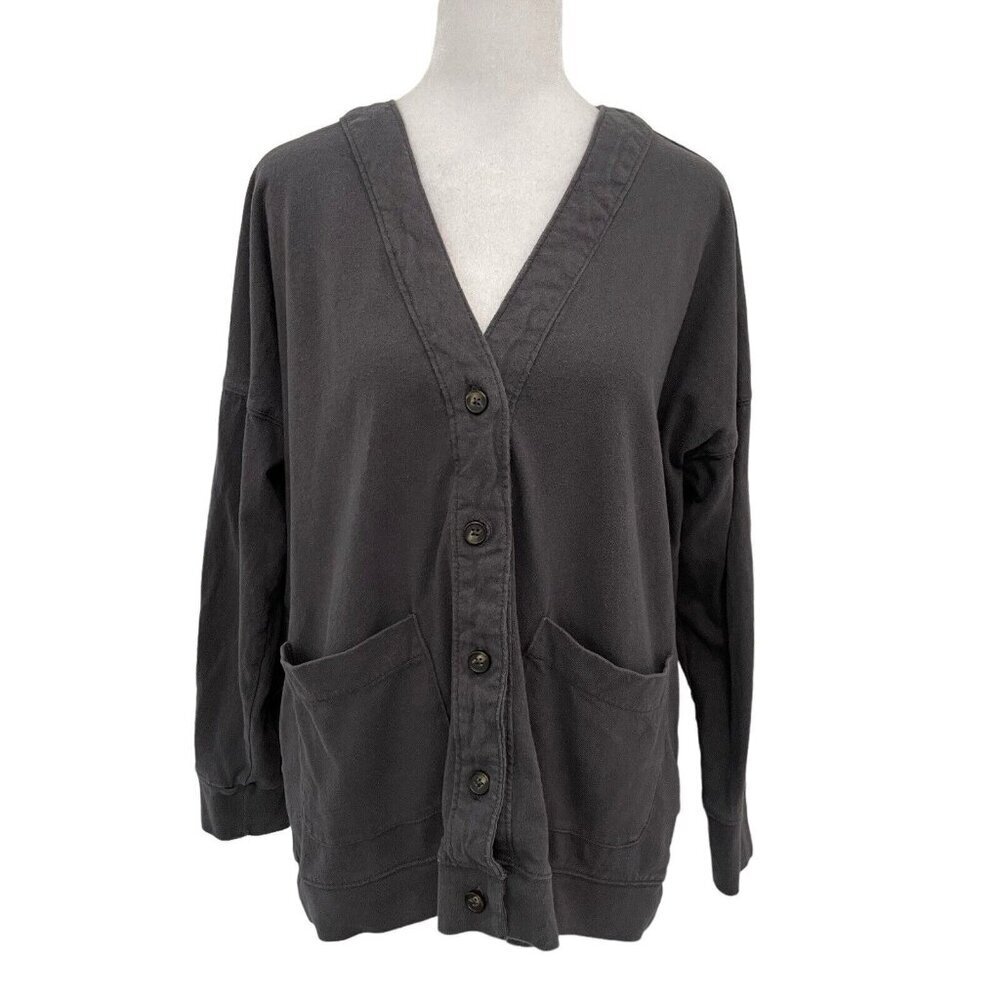 Madewell Relaxed Fit Cardigan Sweater Patch Pockets Charcoal Gray size Medium